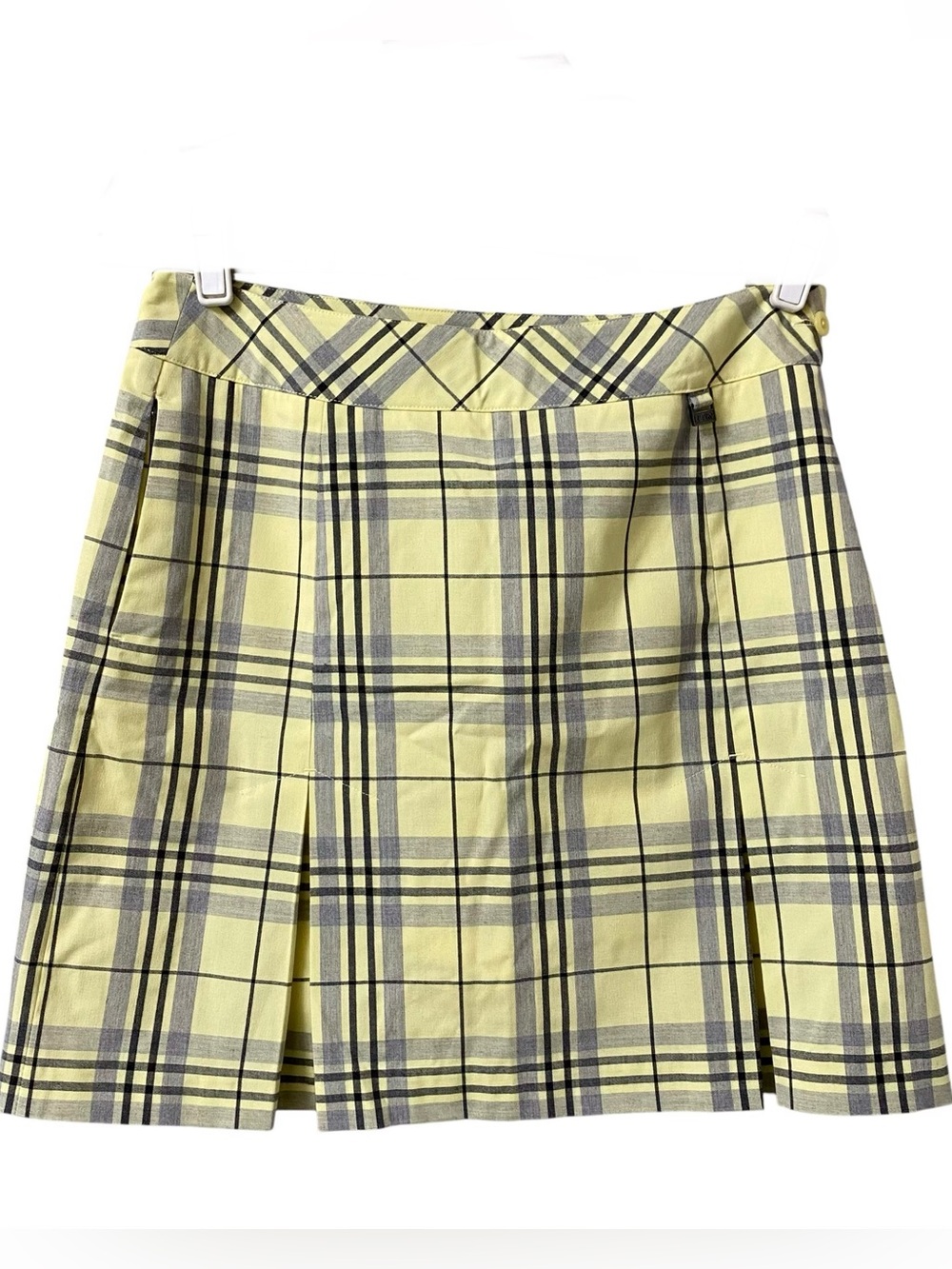 EP Pro sporty yellow & gray plaid print tennis golf slit skort skirt size 8